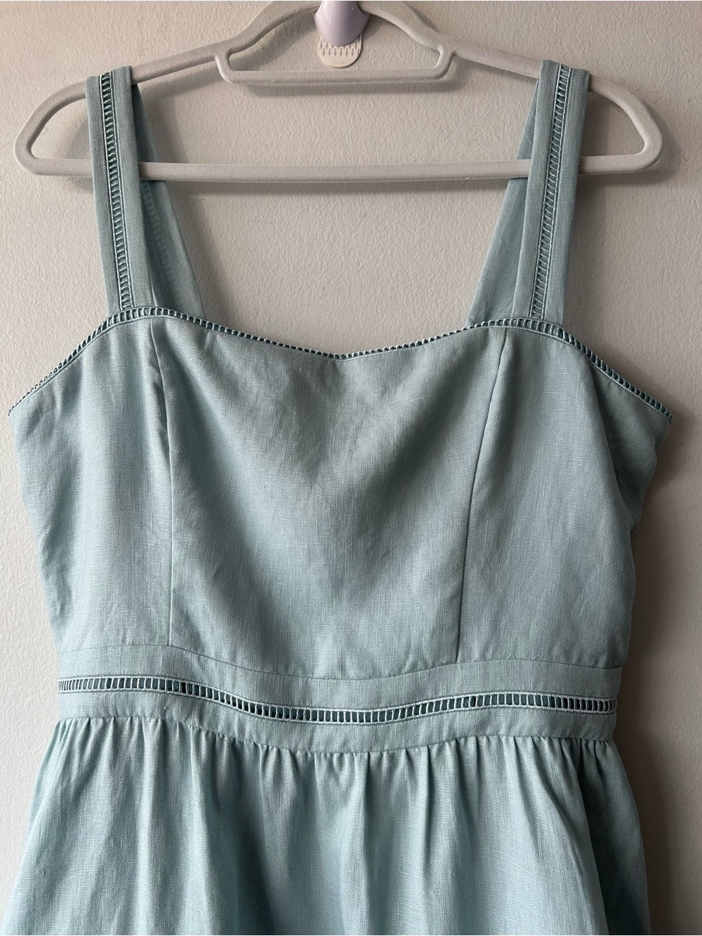 Reformation Everett 100% Linen Midi Dress in Aquamarine - Picture 7 of 15